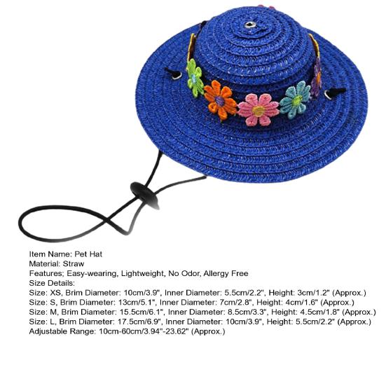Шляпа для домашних животных, регулируемая, удобная для ношения, с цветочным орнаментом, дышащая, удобная, декоративная, без запаха, шапка для собаки