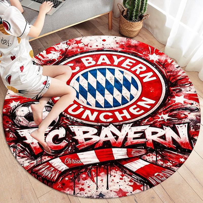 Круглый ковер FC Bayern Munich, Ковер для гостиной, спальни, дивана, игровой комнаты, Декор, Нескользящий коврик для пола