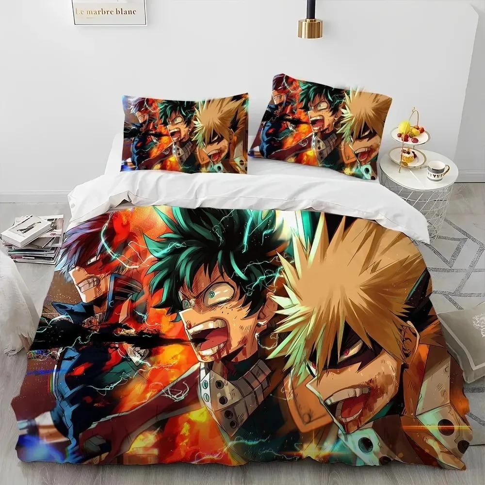 Anime My Hero Academia Izuku Deku Bedding Set Twin Queen Size Duvet Cover Pillowcase for Boys Girls