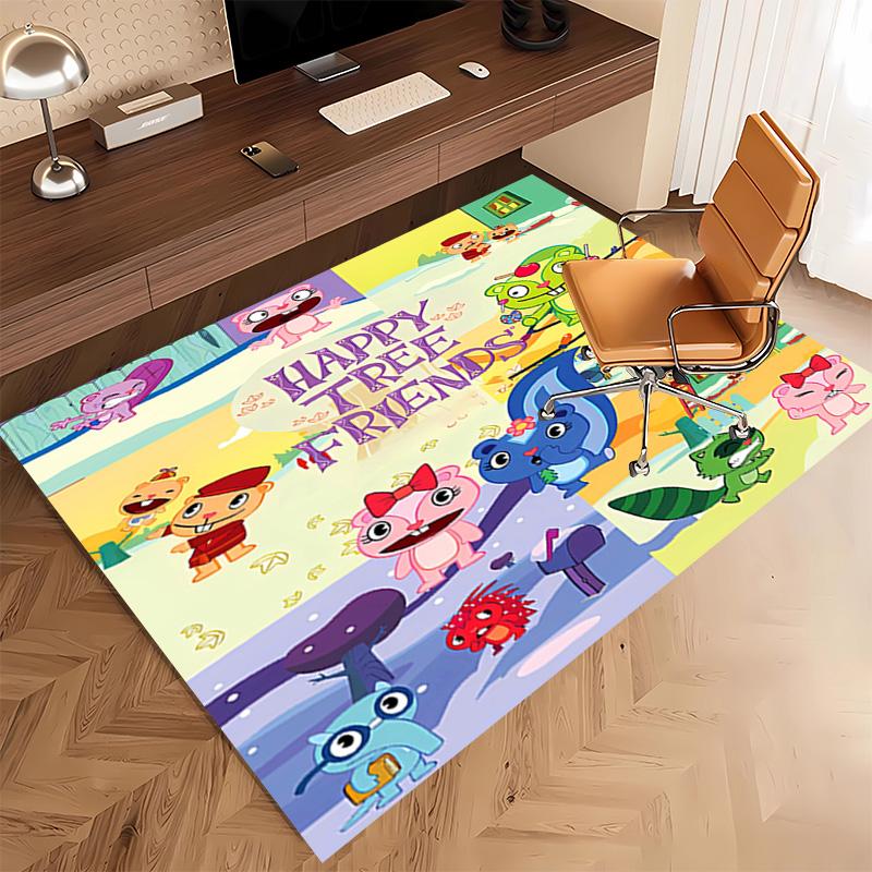 1pc Happy Tree Friends Print Area Rug - Soft, Washable Non-Slip Indoor Mat, Living Room, Home Office Decorative Rug,Office Decorative