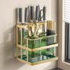 Mildew-Proof Kitchen Storage Rack Wall Mounted Cutlery Organizer Drain Rack  Kitchen Countertop