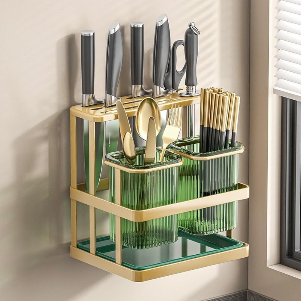 Mildew-Proof Kitchen Storage Rack Wall Mounted Cutlery Organizer Drain Rack  Kitchen Countertop