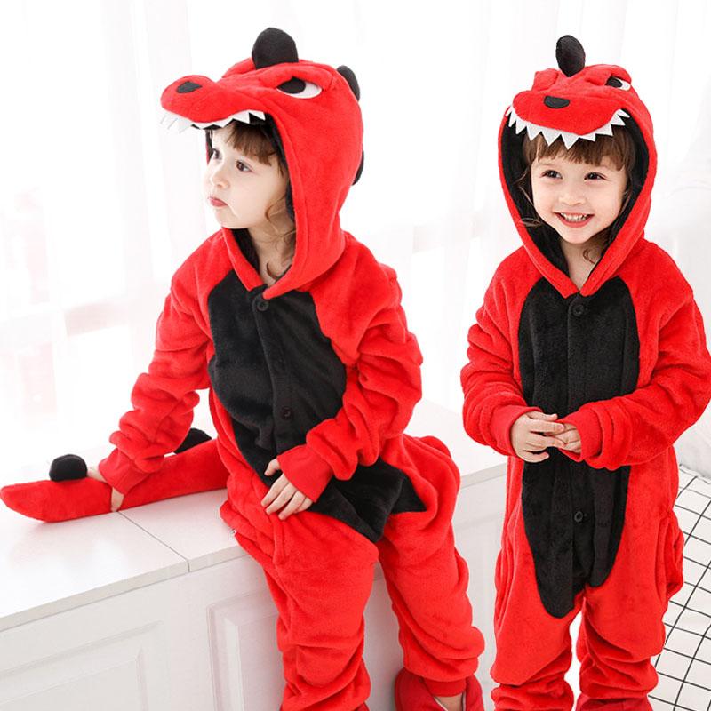 Kids Boys Girls Dinosaur Pajamas Sleepwear Nightwear Animal Cosplay Costume Childern