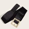 Wide Elastic Waist Belt With Decorative Metal Buckle Ladies Dress Fashion Winter