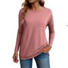 Women's Fashion Loose Round Neck Long Sleeve Solid Color T-shirt Top