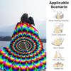 1PC Psychedelic KaleidoscopeOutdoor Flannel Blanket - Soft Plush Decor for Picnics, camping, Bedroom, Playroom, Office, or Lunch Break 1296A