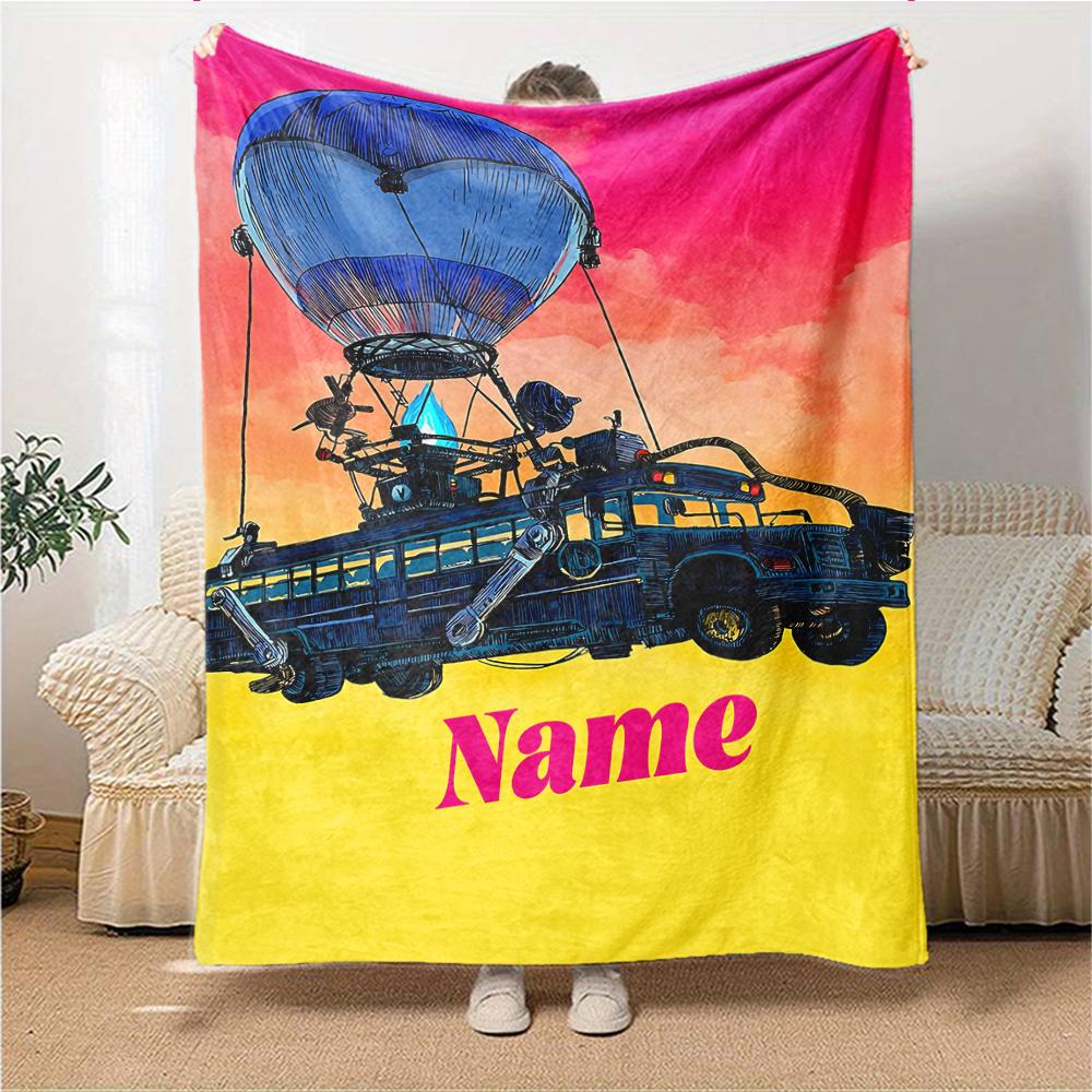 Custom Name Rainbow Fox Adventure blanket for Couch & Bed, Plush Cozy Fuzzy Blanket Super Soft & Warm Blankets for Fall and Winter. 0908190