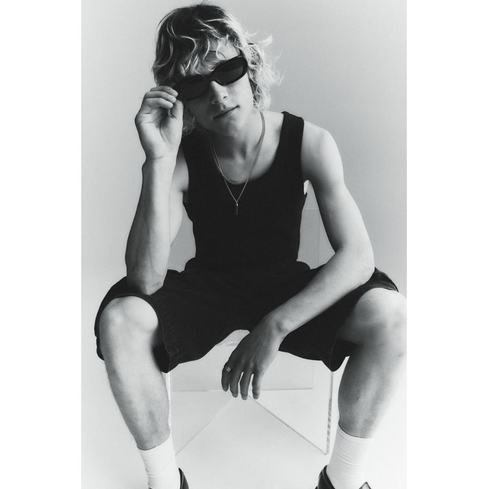 Топ без рукавов HM slimM Fit Ribbed, черный