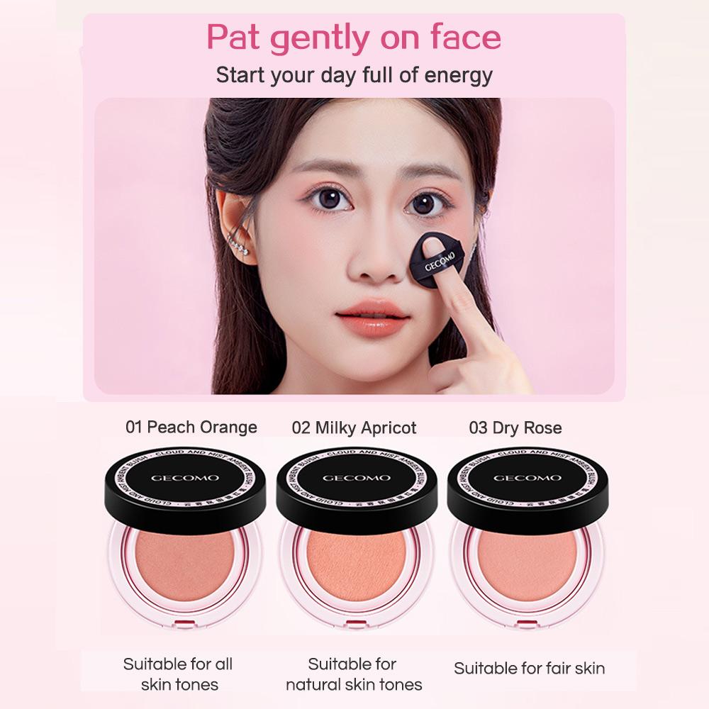 GECOMO Воздушные кремовые румяна Sweet Korean Blush с мини-пуховкой и зеркалом, осветляющие румяна естественного цвета