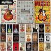 Music Gitar Vintage Metal Sign Tin Sign Rock Plaque Home Wall Decor Bar Sign Home Decor Country Poster Drop Shipping