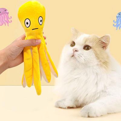 Игрушка для кошки Осьминог с пищалкой Пушистое щупальце Дразнилка Игрушка для кусания Устойчивая к жеванию игрушка Осьминог Интерактивная игрушка для питомца для кошек