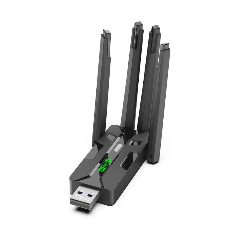 Двухдиапазонный USB-адаптер Bluetooth WiFi 6: Бесдрайверный 5G сетевой приемник, Plug & Play