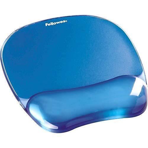 Tapis de souris - fellowes - crystal gel - ergonomique - repose poignet - transparent bleu