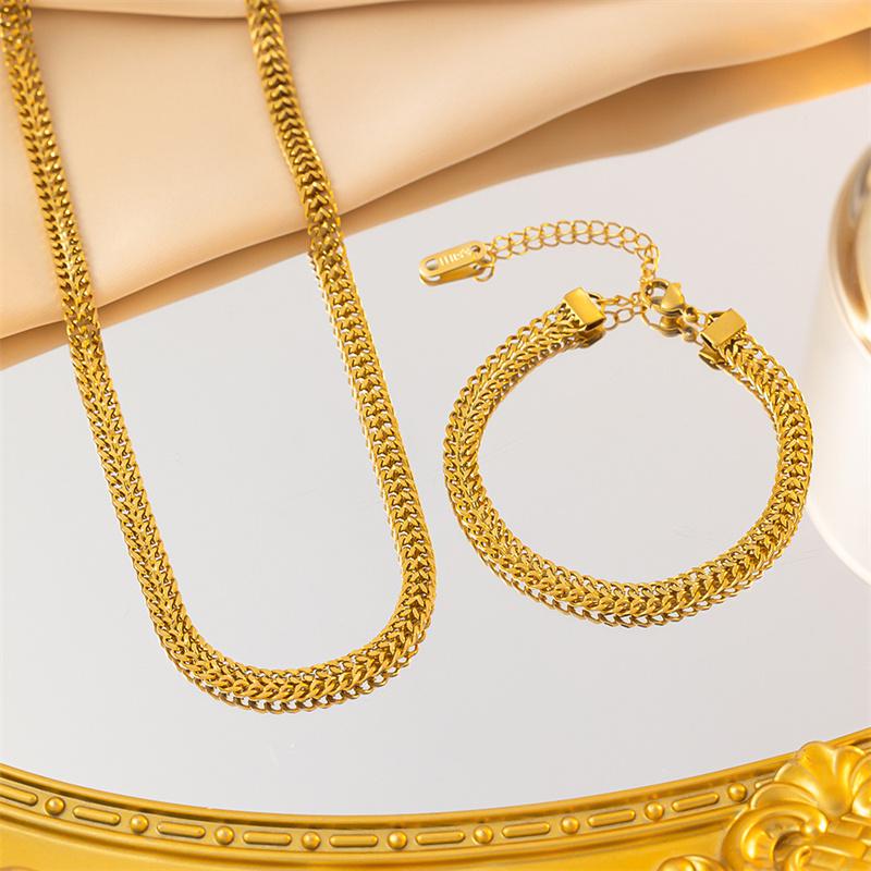 316L нержавеющая сталь двойной заклинание золотой цвет толстый витой браслет цепи женский Ins простой дизайн ювелирные изделия