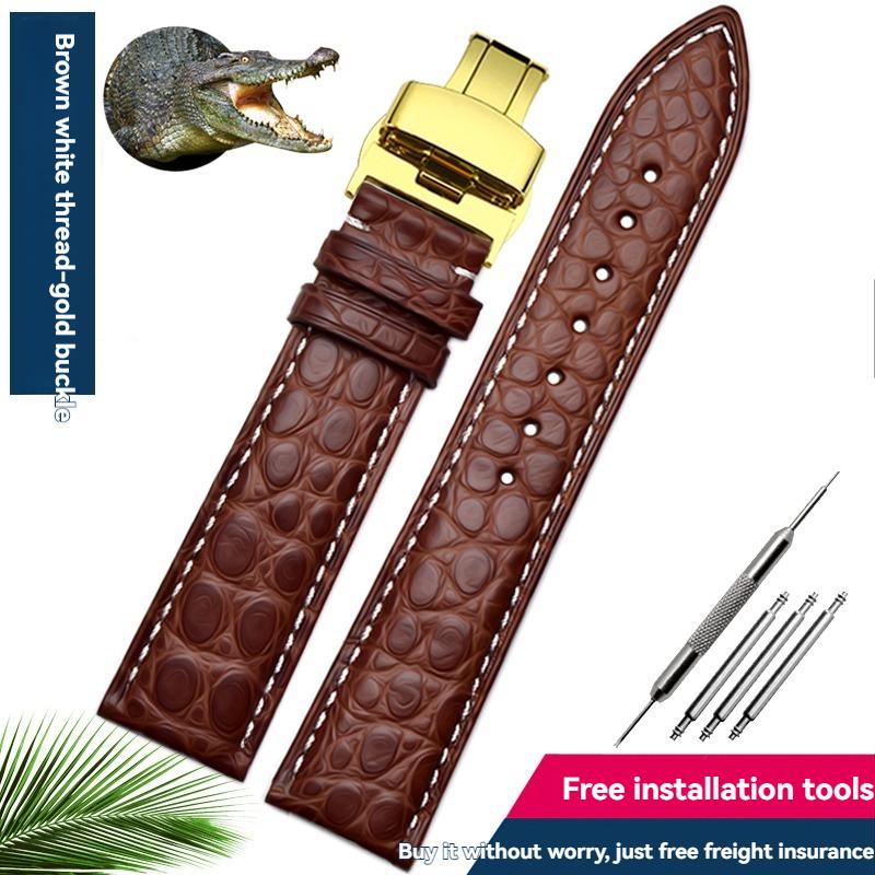 Оригинальный ремешок для часов из кожи крокодила - Роскошный ремешок для Longines Omega Citizen Tissot Rossini Seagull - Бабочка-застежка для мужчин