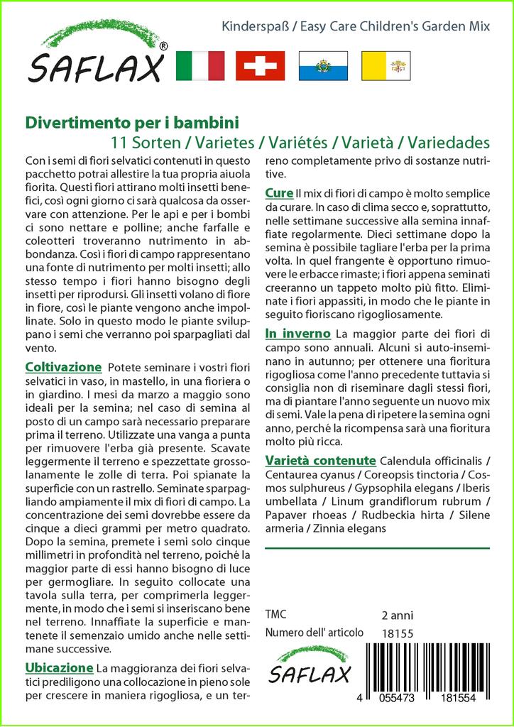 SAFLAX Детская садовая смесь Easy Care - 1000 семян - 11 микс полевых цветов