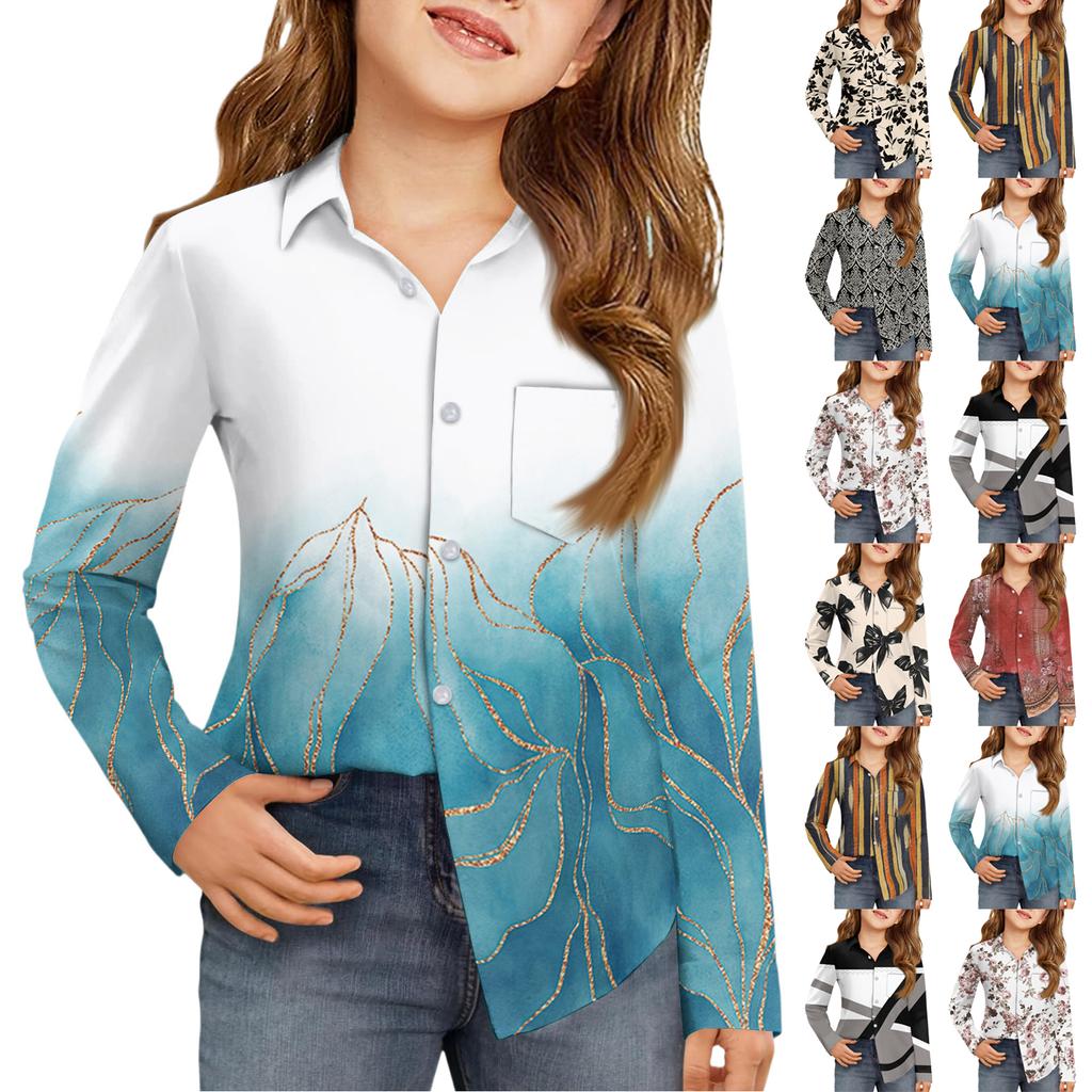 Girls' Button-Down Shirt - Long Sleeve Dress Blouse