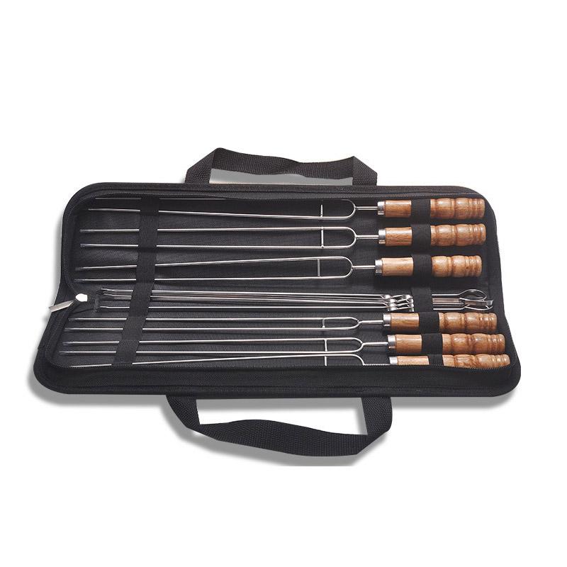 4 шт. шампуров для барбекю 6 шт. вилок для барбекю с сумкой для хранения 201 вилка для барбекю из нержавеющей стали палочки для барбекю на открытом воздухе вилки для мяса пищевые инструменты