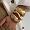Ingemark Classic Vintage Matte Irregular Heavy Metal Chunky Wide Cuff Bangles Women Punk Gold Color Spring Bracelets Men Jewelry