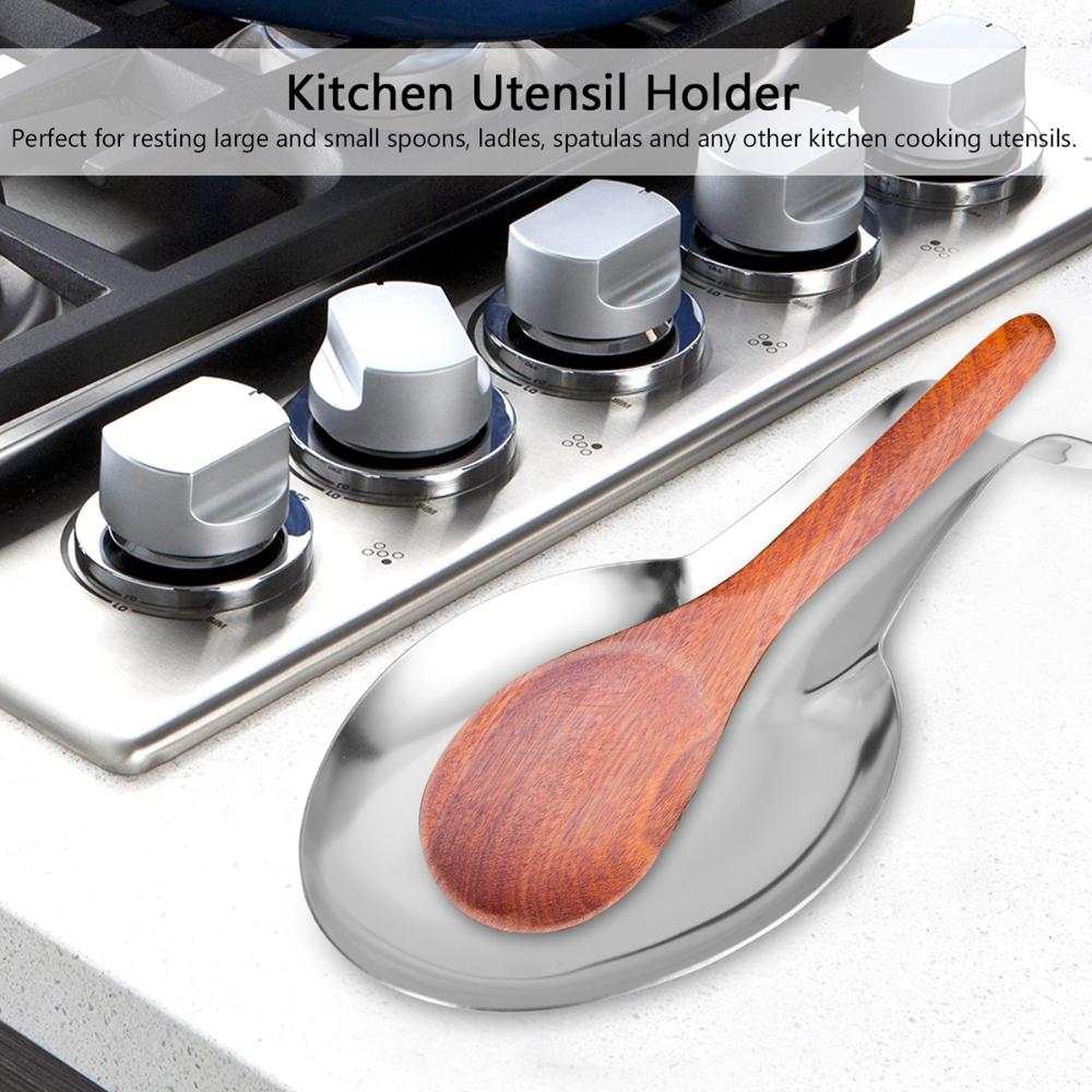 Dinnerware Heavy Duty Stainless Steel Spoon Rest Tableware Rack Spatula Stand Ladle Holder