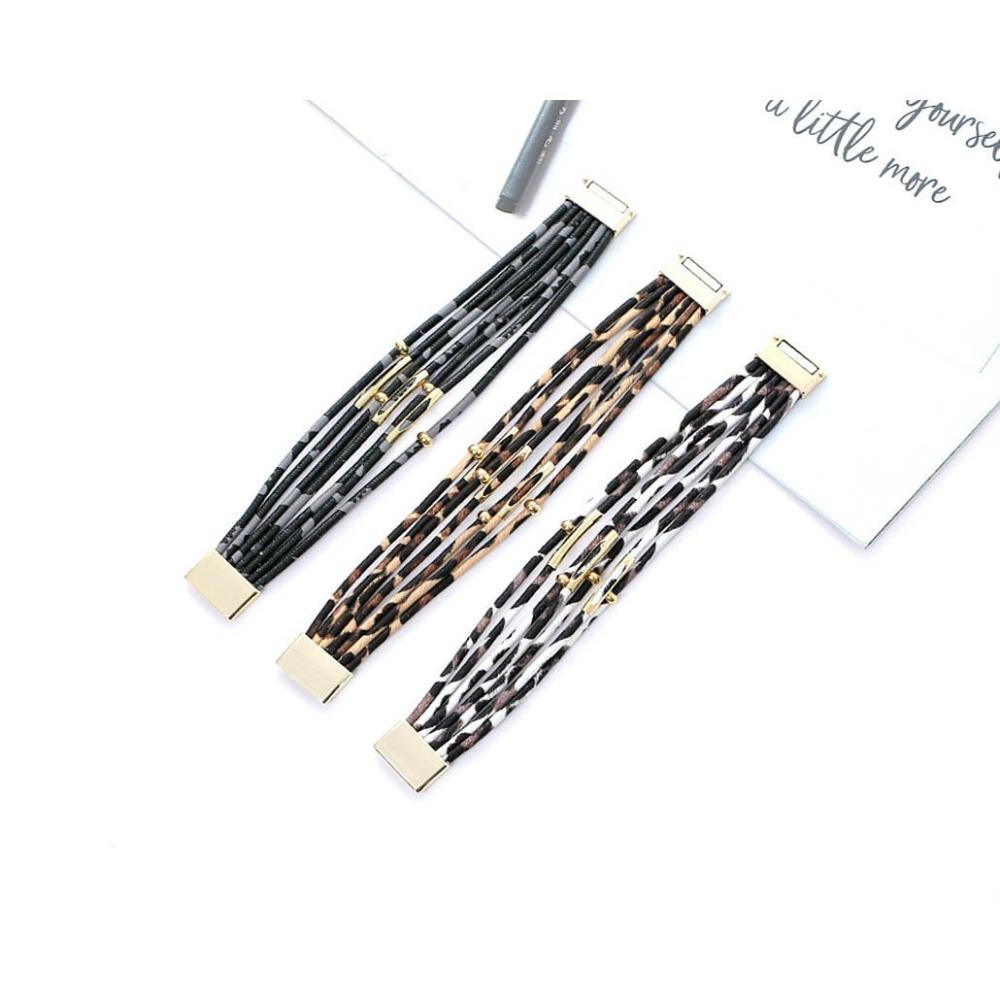 Шарм Леопард Кожаные Браслеты Богемный Стиль Магнитный Браслет Винтажные Многослойные Браслеты Женские