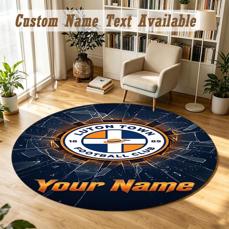 Round Rug Custom NameLuton Town Pattern Non Slip Carpet Home Floor Decor