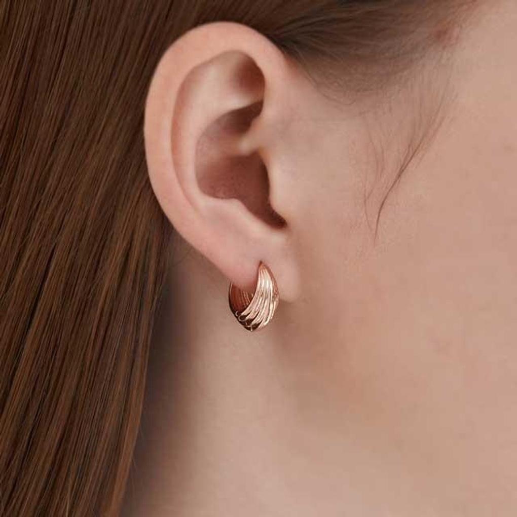 Серьги-конго из 14K GF, объемные, с застежкой в одно касание C24EGF210