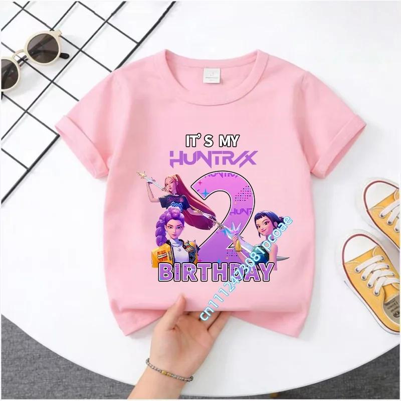 K Pop Demon Hunters T-shirt - Girls' Casual Top as Birthday Gift -Sports Shirt - Summer Short Sleeve-1-10 Numbered Cartoon Print