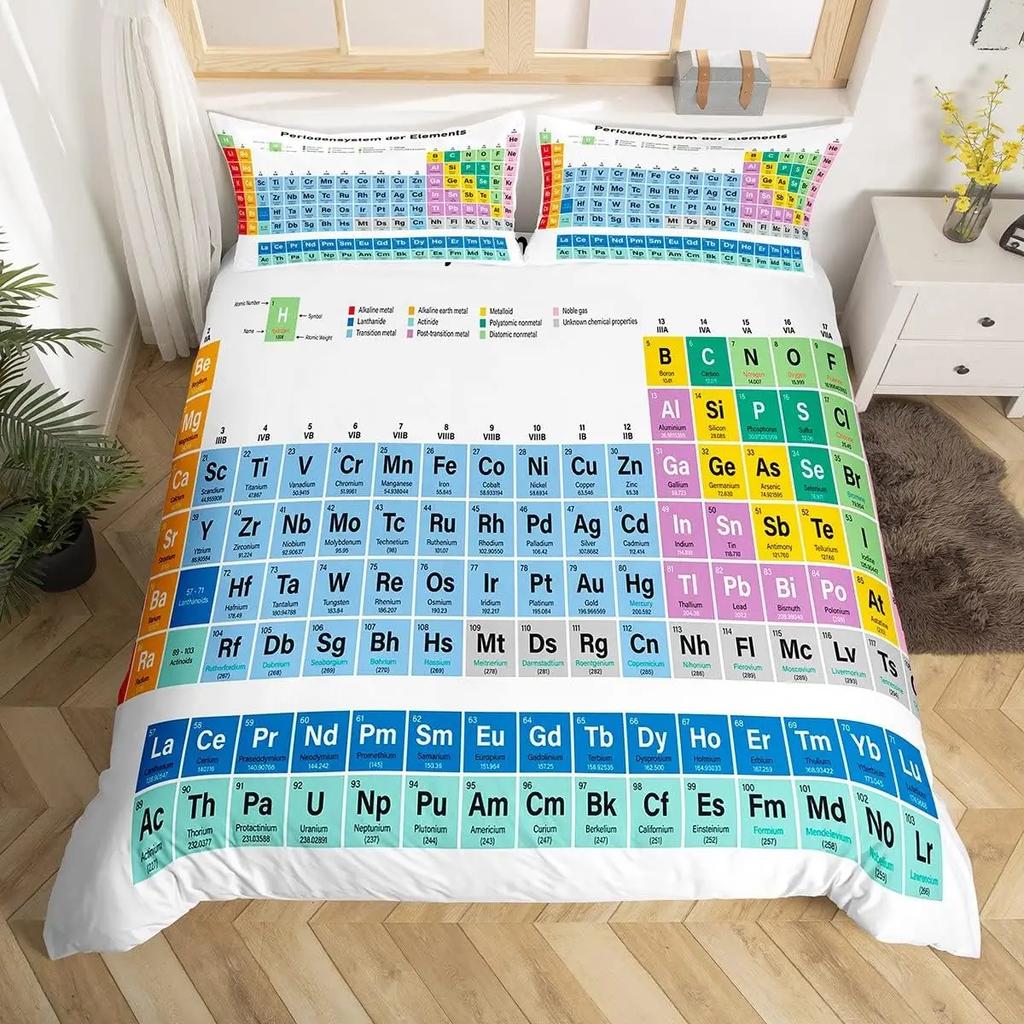 Periodic Table Of Elements Duvet Cover Twin Queen Science Theme Bedding Set For Chemistry Lovers Teens Kids Back To School Gifts