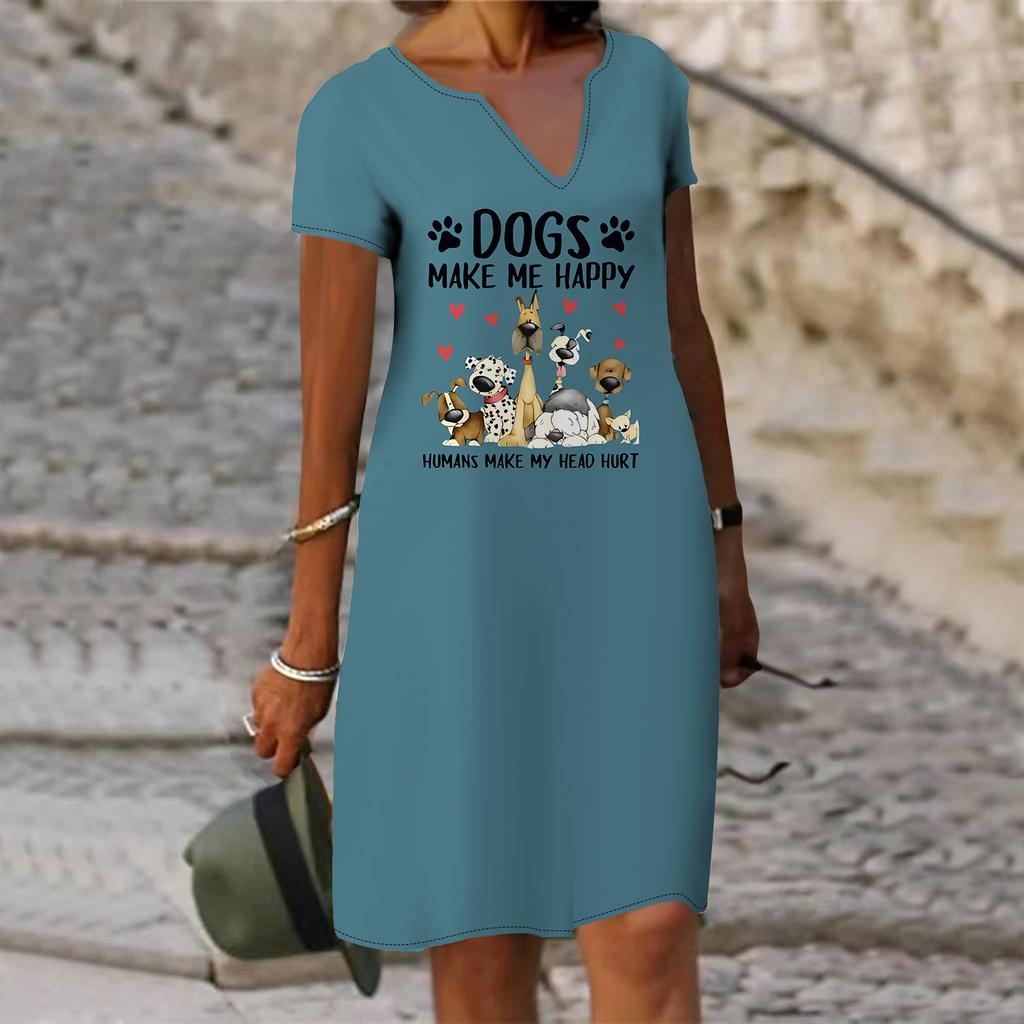 Летнее модное платье с v-образным вырезом, женское белое платье с коротким рукавом и принтом «Любовь», свободное повседневное платье для женщин