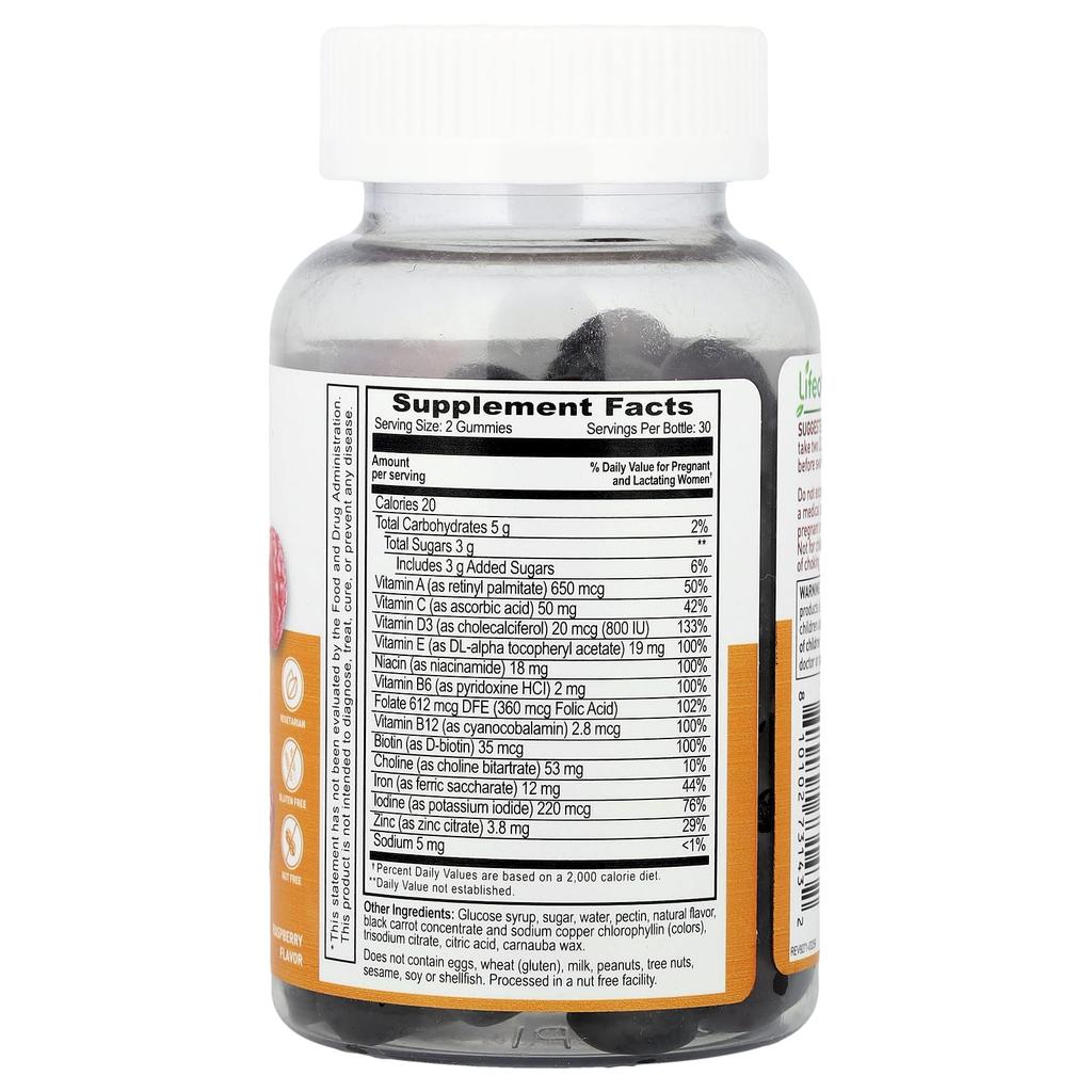 Lifeable Postpartum Multivitamin Gummy, Raspberry, 60 Gummies