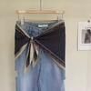 New high-end French flower print triangle scarf old money wind belt fashion headscarf women's imitation silk scarf