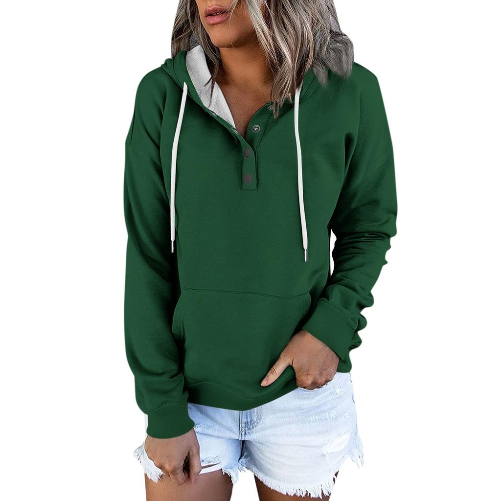 Women's Casual Fashion Solid Color Long Sleeve Pullover Hoodies Sweatshirts