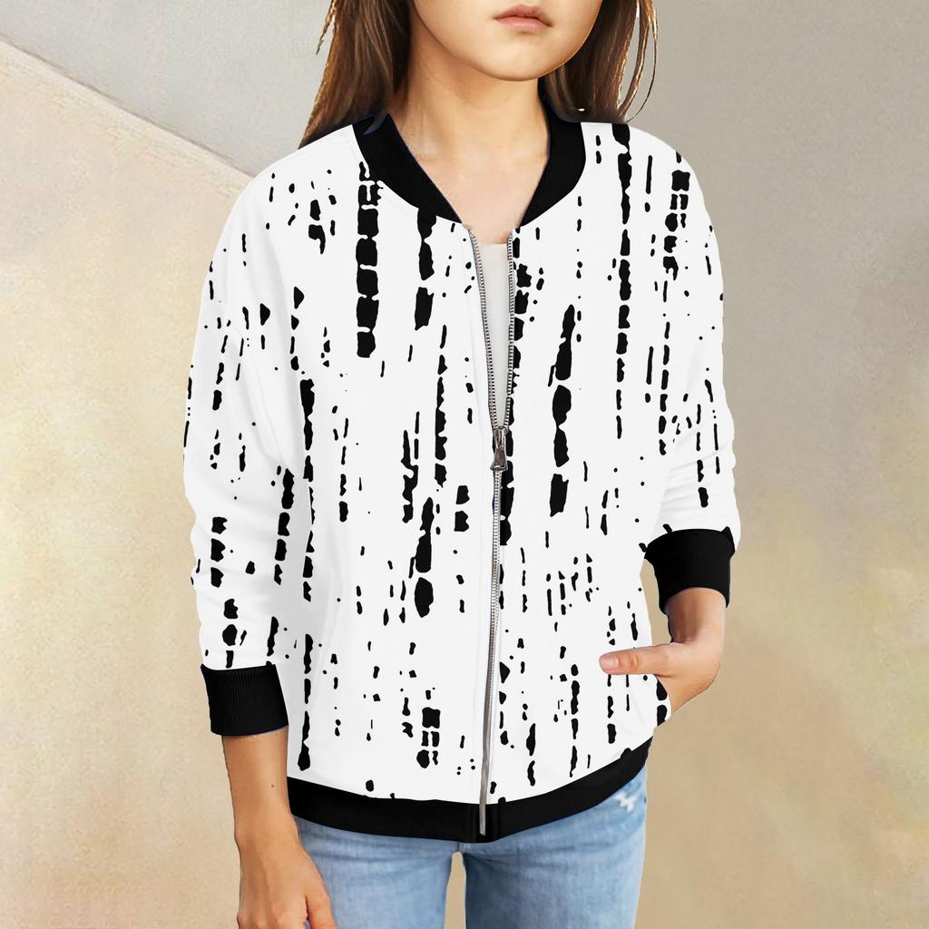 Куртки на молнии для девочек, детские осенние толстовки с длинными рукавами, верхняя одежда с карманами 5-15 лет