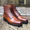 Новые мужские мотоциклетные ботинки по щиколотку из искусственной кожи, модные классические ретро-уличные ботинки с круглой головкой и кружевной строчкой, повседневные мужские туфли CP037