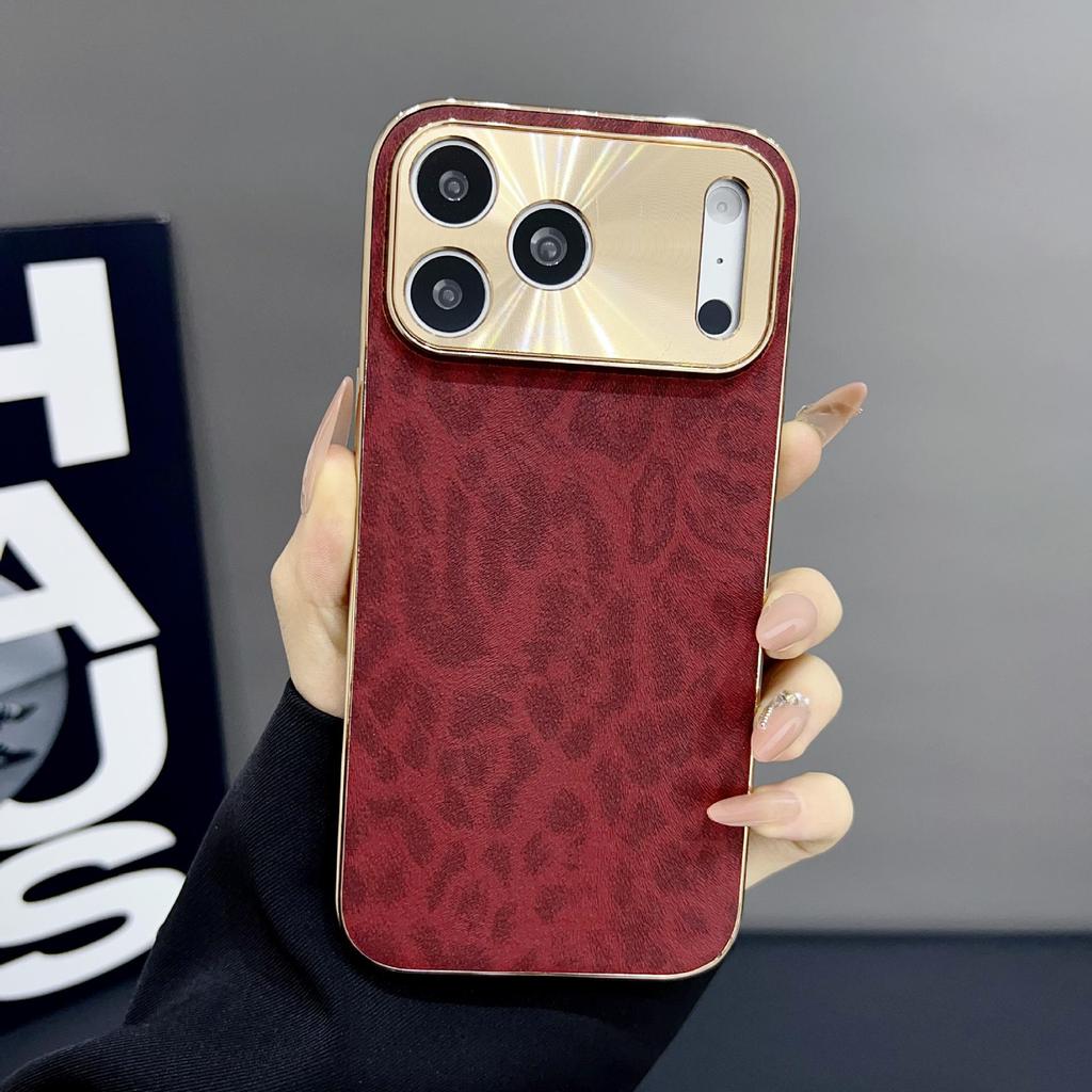 Electroplated Leopard Print Case for iPhone 14/15/16/17 Pro Max