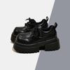 Thick-soled Versatile British College Style Retro Jk Loafer Single Shoes Big Head Lace-up Small Leather Shoes Women's Autumn New Models