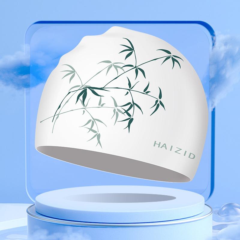 Силиконовая шапочка для плавания со свежим сладким цветочным принтом для женщин, модная шапочка для плавания с длинными волосами, защита ушей, аксессуары для бассейна