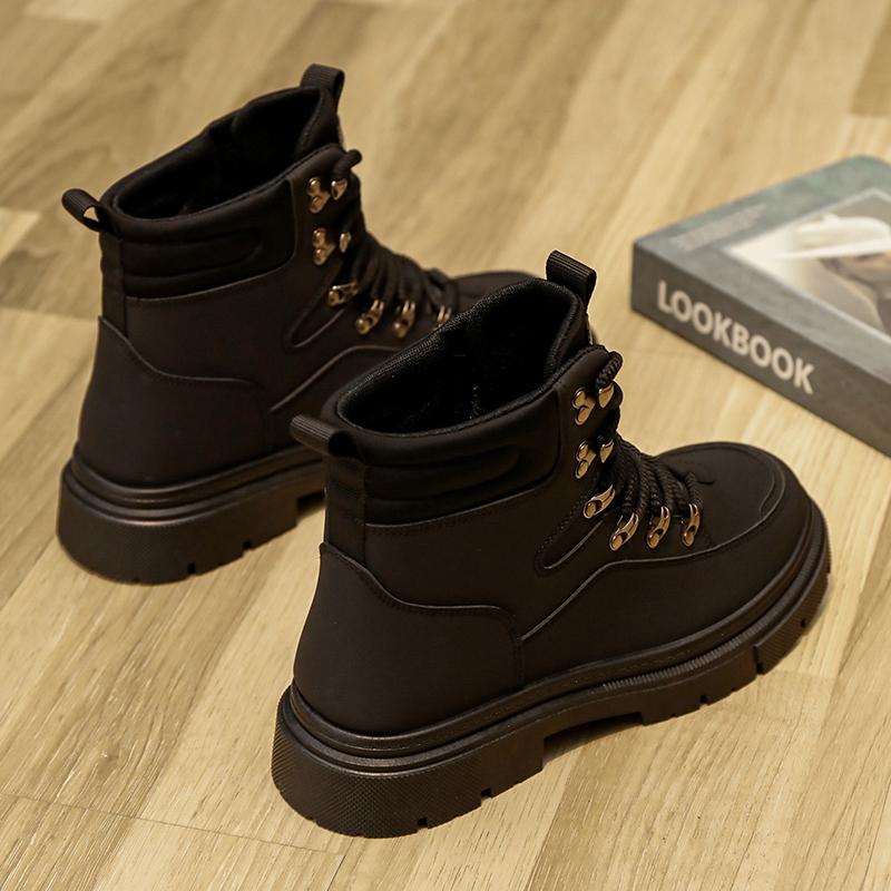 Мужские зимние ботинки Плюшевые теплые рабочие ботинки Водонепроницаемые Нескользящие Толстоподошвенные Уличные Походные Ботинки для Мужчин Высокие Альпинистские Ботинки для Ходьбы