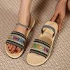 Summer Women's Two-way Slippers Outdoor Beach Sandals Bohemian Ethnic Style Handmade Espadrilles Sandals and Slippers for Women