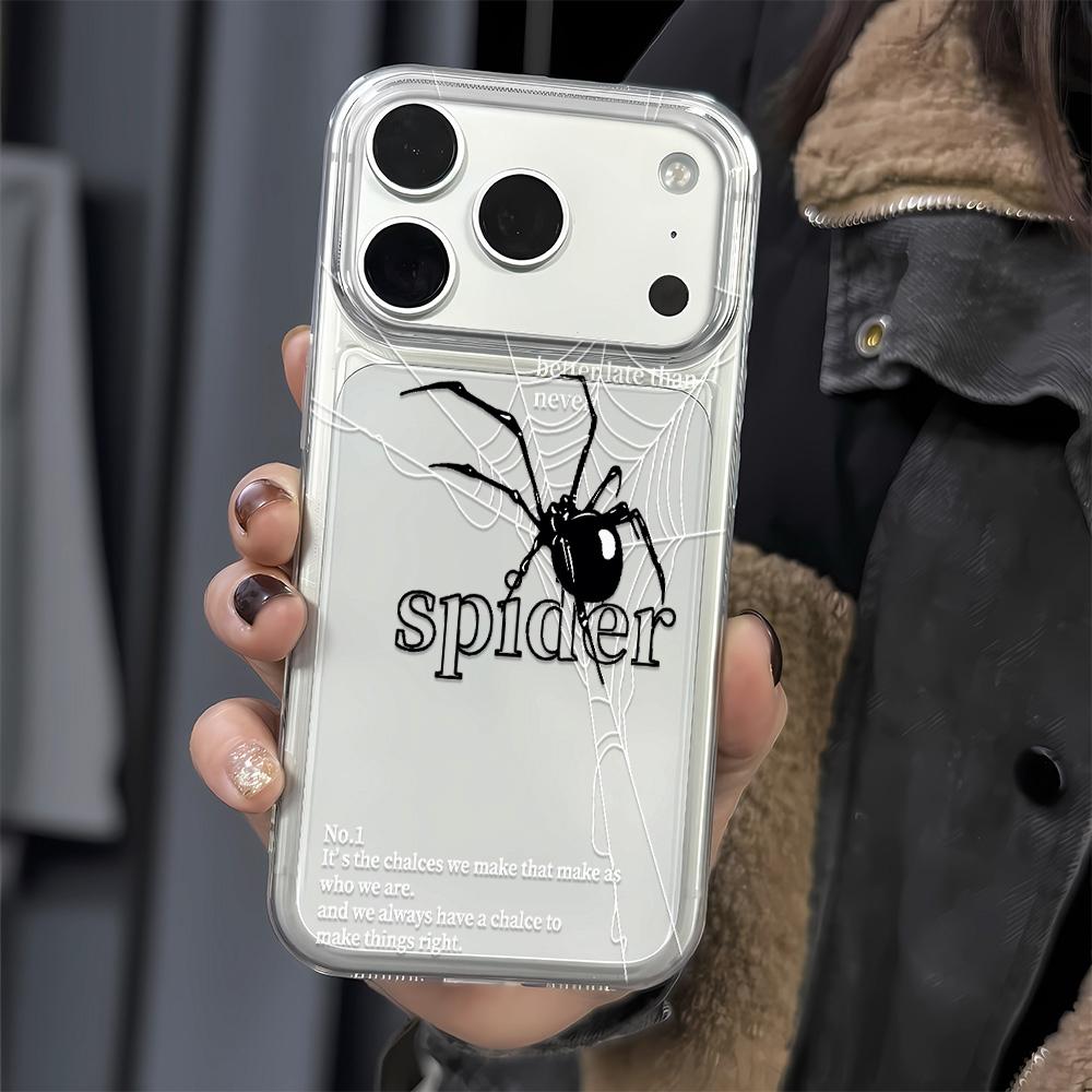 Черный Чехол-Паук для Телефона iPhone 17 Air 16 15 14 Pro 13 12 11 Pro Max 16 Plus Ударопрочный Силиконовый Чехол