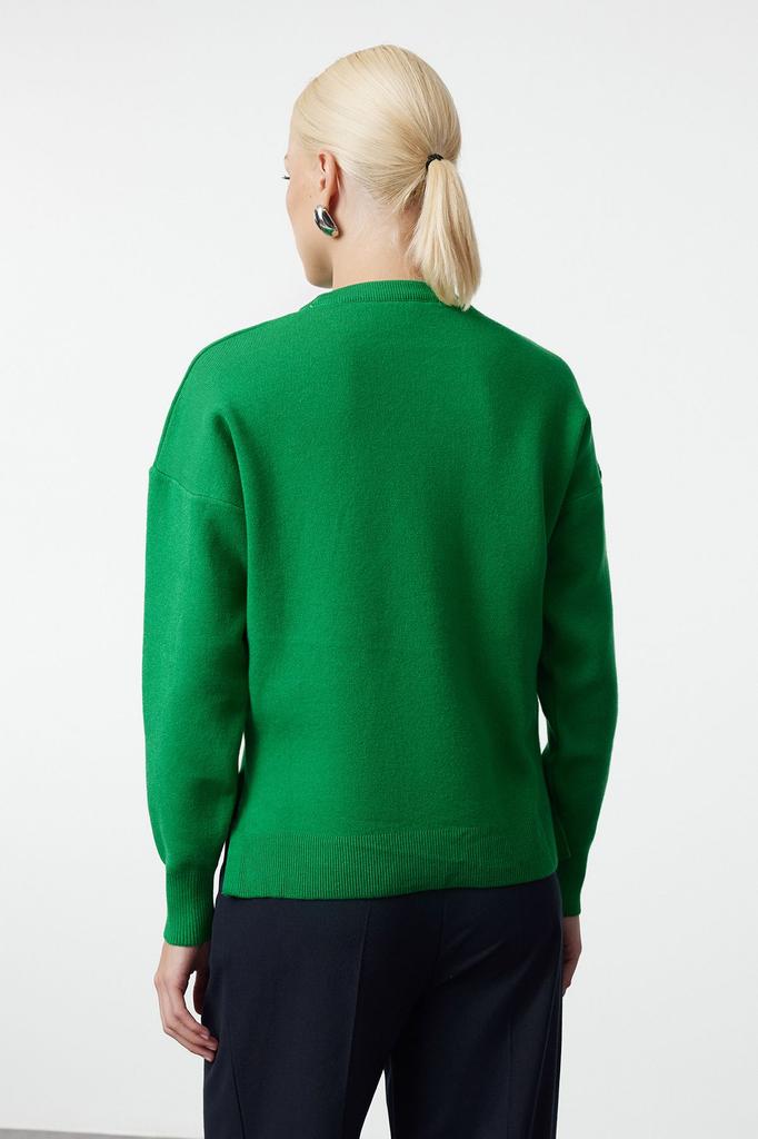 Женский модный стильный свитер зеленого цвета, широкий крой, базовый трикотаж из пряжи премиум-класса, свитер из специальной пряжи