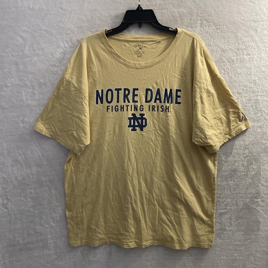 League NCAA Notre Dame Mens T Shirt Yellow 2XL Cotton Crew Neck Short Sleeve
