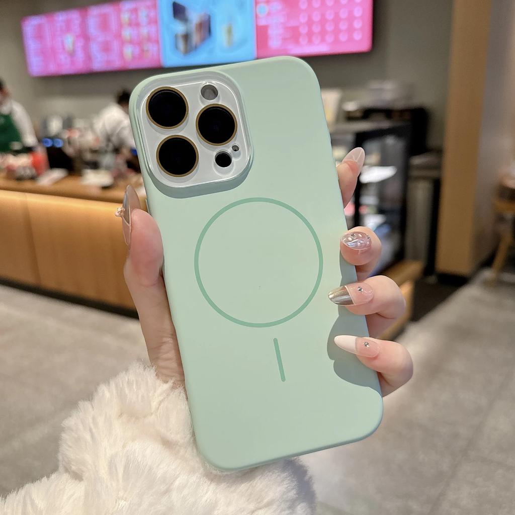 Жидкий силикон для Magsafe Защитный чехол для стеклянных линз для iPhone 17 16 14 13 11 12 15 Pro Max Plus Магнитная беспроводная зарядка Чехол