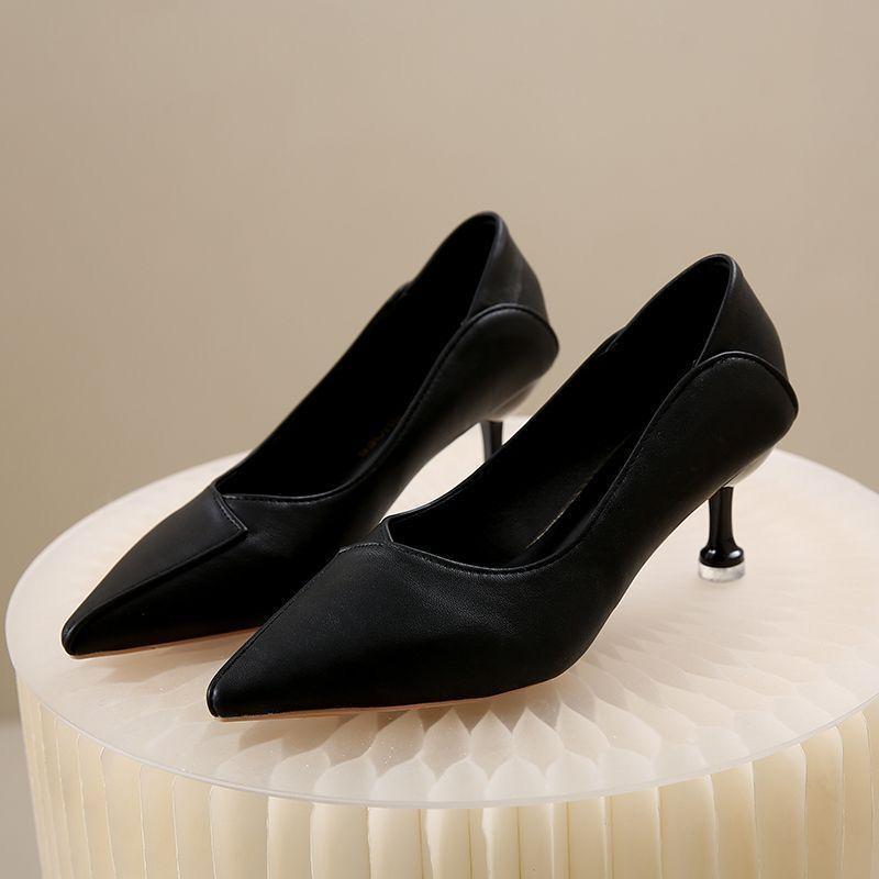 With skirt versatile temperament elegant high heels 2025 spring and summer Internet celebrity explosion retro style shallow mouth comfortable single s