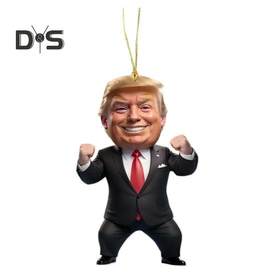 Мультяшный Трамп Подвеска 2D Плоский Акриловый Подвесной Орнамент Забавный Трамп Украшение для Рождественской Елки Автомобильный Брелок