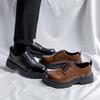 Brown Big Head Leather Shoes Men'S High-Priced British Style Black Platform Trendy Shoes 65222-R