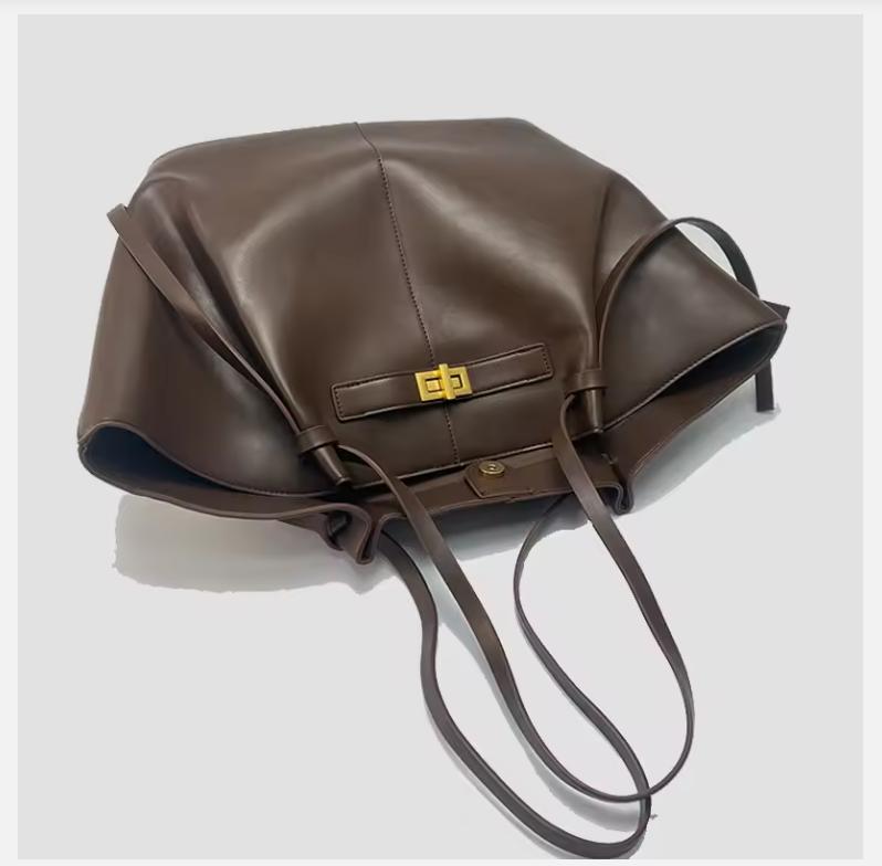 Модные женские сумки через плечо трапециевидной формы большой вместимости, дизайнерские сумки с металлической застежкой, высококачественная искусственная кожа, большая сумка-тоут для работы