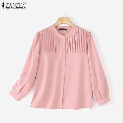 Женская повседневная однотонная свободная блузка с круглым вырезом и длинным рукавом