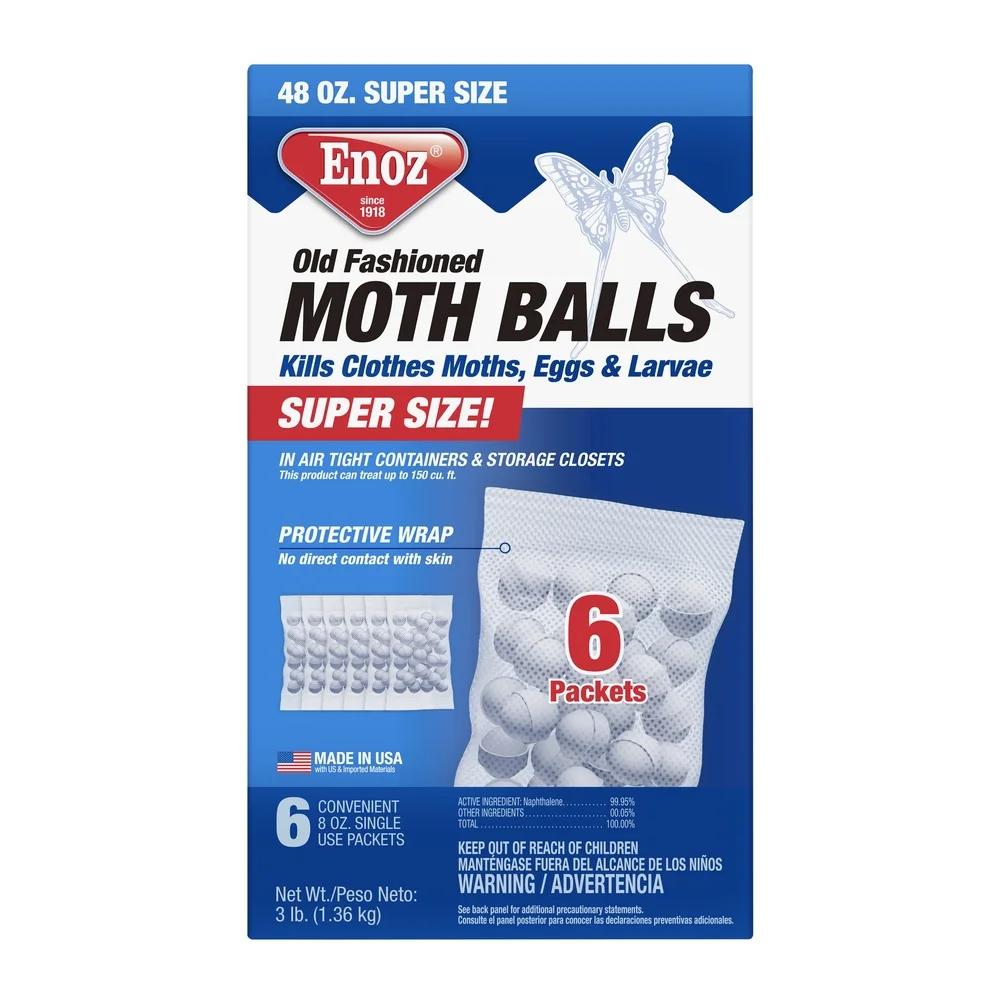 Moth Balls Preventive 48oz Long Term Storage Kills Moths Eggs Larvae EPA Approved Protective Wrap Ideal Clothing Chests Drawers